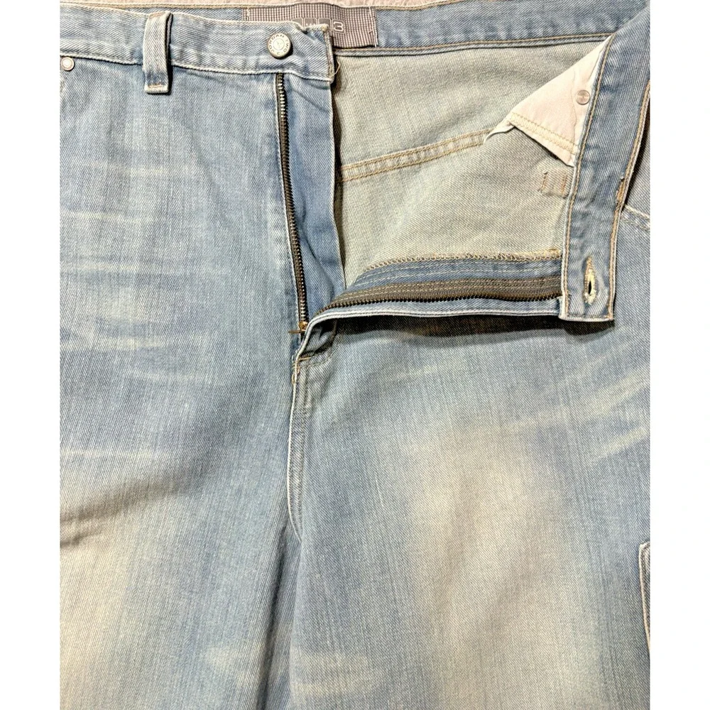 VTG Y2K Jordan Two3 Mens 40 Baggy Denim Jorts Light Wash Hip Hop Streetwear